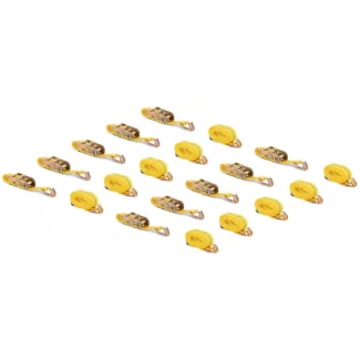 10 räikällistä kuormaliinaa – kuormansidonta – 4 m (3,5 m nauhan pää + 0,5 m kiristinpää)