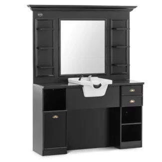 Asiakaspaikka – pesupaikka ja peili – ruskea