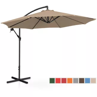 Aurinkovarjo – ruskeanharmaa – pyöreä – Ø 300 cm – kallistettava