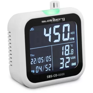 CO2-mittari – 400 – 6000 ppm – sis. lämpötilan ja ilmankosteuden