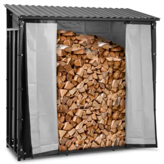 Halkoteline – pressulla ja katolla – 800 kg – 89 x 191 x 192.5 cm – musta Halkoteline – pressulla ja katolla – 800 kg – 89 x 191 x 192.5 cm – musta