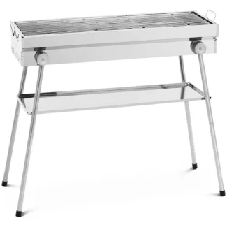 Hiiligrilli – säilytyshylly – kokoontaitettava ritilä – 75 x 25 cm – ruostumaton teräs / teräs – Royal Catering