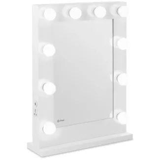 Hollywood-meikkipeili – valkoinen – 10 LEDiä – kulmikas