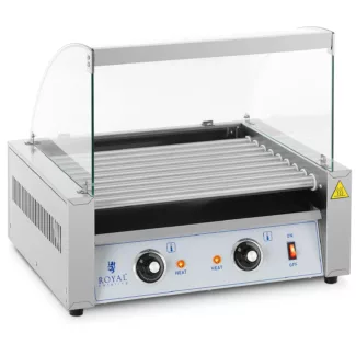 Hot dog -grilli – 9 rullaa – Royal Catering – ruostumaton teräs – suojakansi