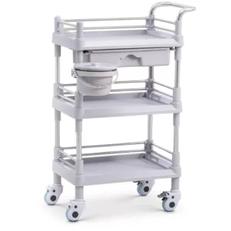 Instrumenttivaunu – 3 mitoiltaan 44 x 30 x 14 cm tasoa – 1 vetolaatikko – 30 kg Instrumenttivaunu – 3 mitoiltaan 44 x 30 x 14 cm tasoa – 1 vetolaatikko – 30 kg