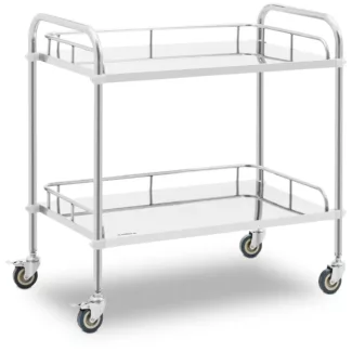 Instrumenttivaunu – ruostumaton teräs – 2 mitoiltaan 75 x 44 x 2,5 cm tasoa – 20 kg