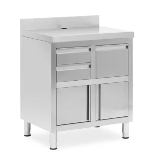 Kahvitiski kahvikoneelle – 2 laatikkoa – kallistettava säiliö – taustalevy – 60 x 82 x 95 cm – Royal Catering