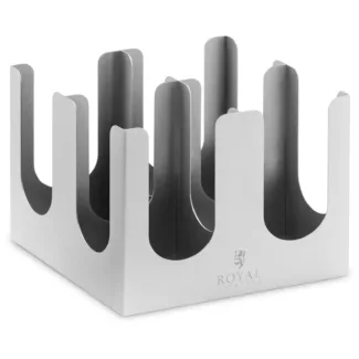 Kertakäyttökuppien jakelija – 4 lokeroa – ruostumatonta terästä – Royal Catering