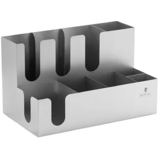 Kertakäyttökuppien jakelija – 9 lokeroa – ruostumatonta terästä – Royal Catering