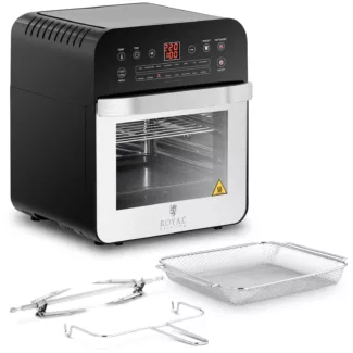 Kiertoilmauuni – 1 600 W – 13 ohjelmaa – sis. ritilän, pellin, vartaan ja tippa-alustan