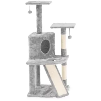 Kissan raapimispuu – vaaleanharmaa – sis. 2 palloa – 49 x 49 x 113 cm