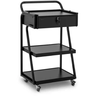 Kosmetologin tarvikevaunu – 1 lukittava vetolaatikko – 3 hyllyä – maks. 80 kg – musta