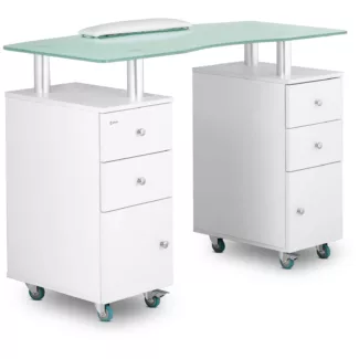 Kynsipöytä – 1 200 x 515 x 810 mm – matta valkoinen – 8 rullaa