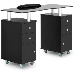 Kynsipöytä – 1 200 x 515 x 810 mm – musta / valkoinen – 8 rullaa