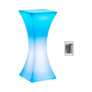 LED-baaripöytä – 45 x 45 x 110 cm – RGBW – akkukäyttöinen – mattavalkoinen