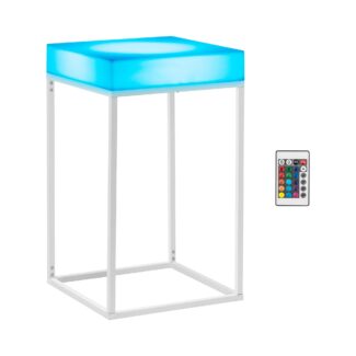 LED-baaripöytä – 60 x 60 x 104 cm – RGBW – akkukäyttöinen – mattavalkoinen