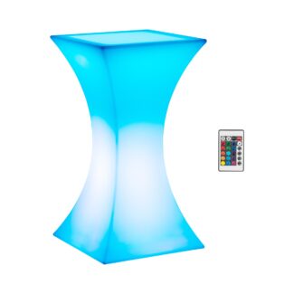 LED-baaripöytä – 60 x 60 x 110 cm – RGBW – akkukäyttöinen – mattavalkoinen