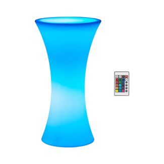 LED-baaripöytä – Ø 58 x 110 cm – RGBW – akkukäyttöinen – mattavalkoinen