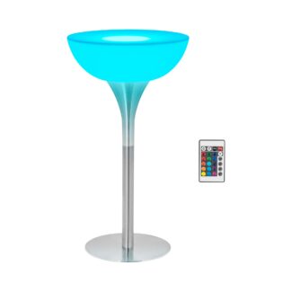 LED-baaripöytä – Ø 60 x 110 cm – RGBW – akkukäyttöinen – mattavalkoinen