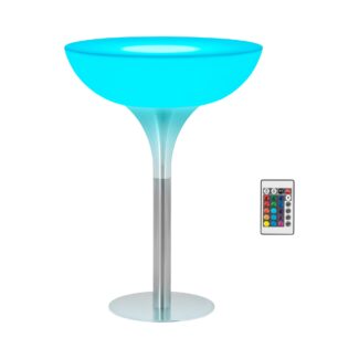 LED-baaripöytä – Ø 80 x 110 cm – RGBW – akkukäyttöinen – mattavalkoinen