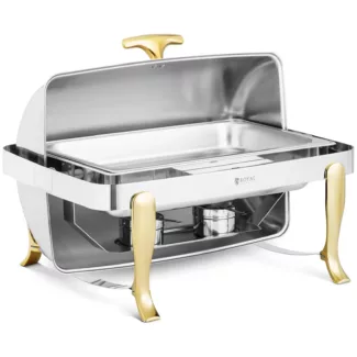 Lämpöhaude – GN 1/1 – kultaiset aksentit – Rolltop-kupu – 9 L – 2 polttokennoa – Royal Catering