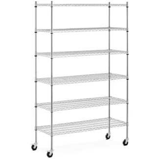 Metallihylly – 120 x 45 x 190 cm – 90 kg – 4 pyörää – Royal Catering
