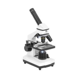 Mikroskooppi – 40-400x – monokulaari – LED – läpi- ja kohdevalo – säädettävä pidike