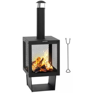 Pihatakka – terästä – 132 cm – halkotelineellä