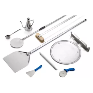 Pizzauunin tarvikkeet – 10 kpl – pizzalapio – varsi 120 cm – alumiini / ruostumaton teräs / puu / messinki / erittäin kestävä polymeeri