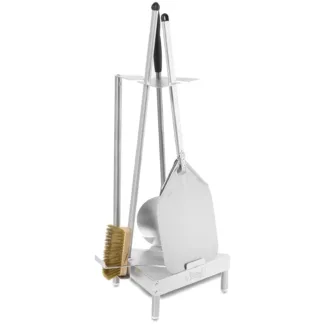 Pizzauunin tarvikkeet – 4 osaa – 2 pizzalapiota – varsi: 90 cm – ruostumaton teräs / alumiini / messinki / puu