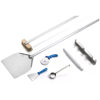 Pizzauunin tarvikkeet – 7 kpl – pizzalapio – varsi 120 cm – alumiini / ruostumaton teräs / kestävä polymeeri