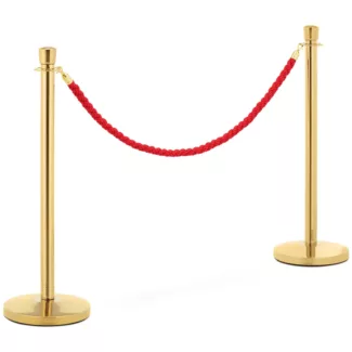 Rajaustolppa köydellä – 2 kpl – 150 cm – kullanvärinen Rajaustolppa köydellä – 2 kpl – 150 cm – kullanvärinen