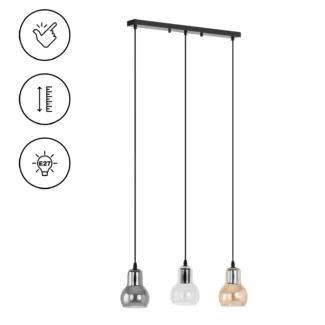 Riippuvalaisin – 3 lamppua – kellon muotoinen savulasi