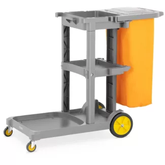 Siivousvaunu pyykkisäkillä ja kannella