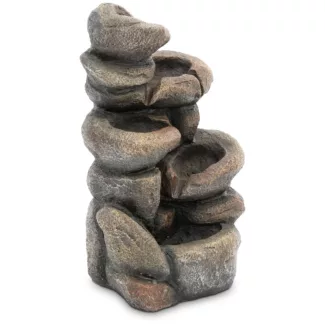 Suihkulähde puutarhaan – 5 tasoa – kivityyli – LED-valaistus – 12 W