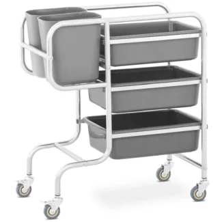 Tarjoiluvaunu – 3 kaukaloa – 2 jätesäiliötä – enintään 84 kg