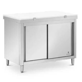Teräskaappi – 120 x 70 cm – kantavuus 500 kg – sis. leikkuutason – Royal Catering