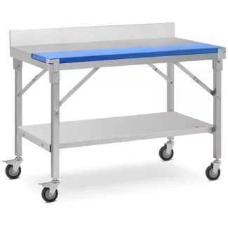 Teräspöytä – 120 x 70 cm – roiskesuoja – 200 kg kantavuus – Royal Catering