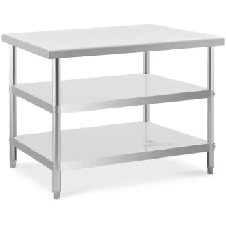 Teräspöytä – 120 x 90 x 5 cm – 209 kg – 2 hyllyä – Royal Catering