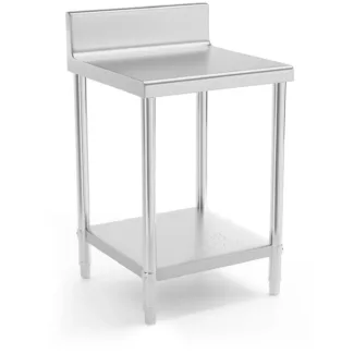 Teräspöytä – 60 x 60 cm – roiskelevy – 150 kg kantavuus