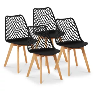 Tuoli – 4 kpl sarja – enintään 150 kg – istuinala 470 x 390 x 430 mm – musta Tuoli – 4 kpl sarja – enintään 150 kg – istuinala 470 x 390 x 430 mm – musta