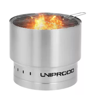 Ulkotulisija – ruostumatonta terästä – grilliritilällä – 55 x 55 x 48 cm