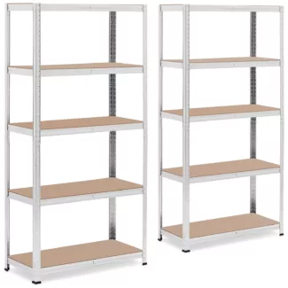 Varastohylly – 90 x 40 x 180 cm – kuormitettavuus 5 x 175 kg – harmaa – 2 kpl